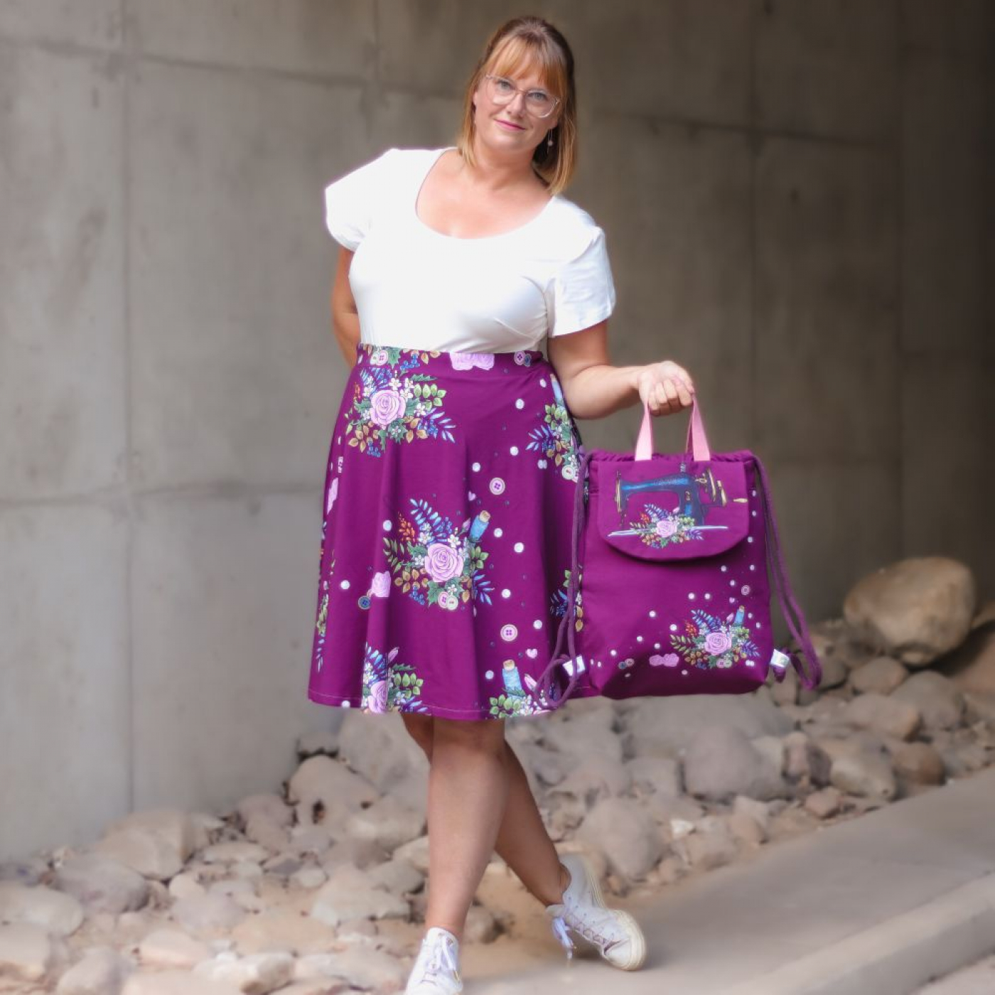 Eigenproduktion Sewing Love von Graustufen-Stoffe auf Baumwolljersey